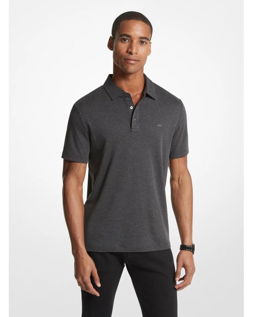 Michael Kors Gray Embroidered Logo Cotton Polo Shirt for men