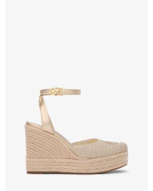 Michael Kors White Larissa Metallic Canvas Espadrille Wedge