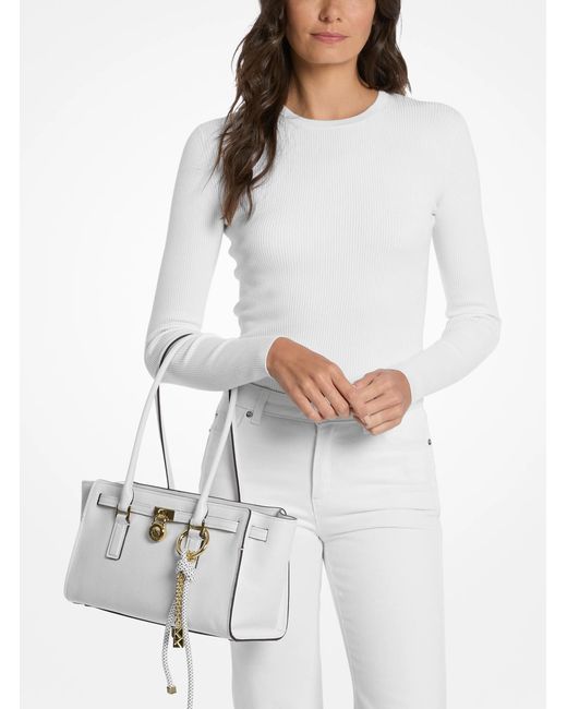 MICHAEL Michael Kors White Mk Hamilton Moderne Small Leather Satchel