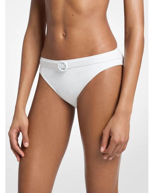 MICHAEL Michael Kors White Mk Logo Belted Bikini Bottom