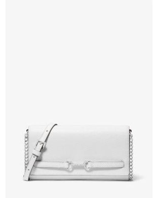 Michael Kors White Carson Large Pebbled Leather Convertible Crossbody Bag
