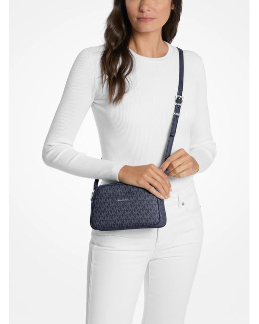 MICHAEL Michael Kors Blue Mk Jet Set Small Signature Logo Camera Crossbody Bag