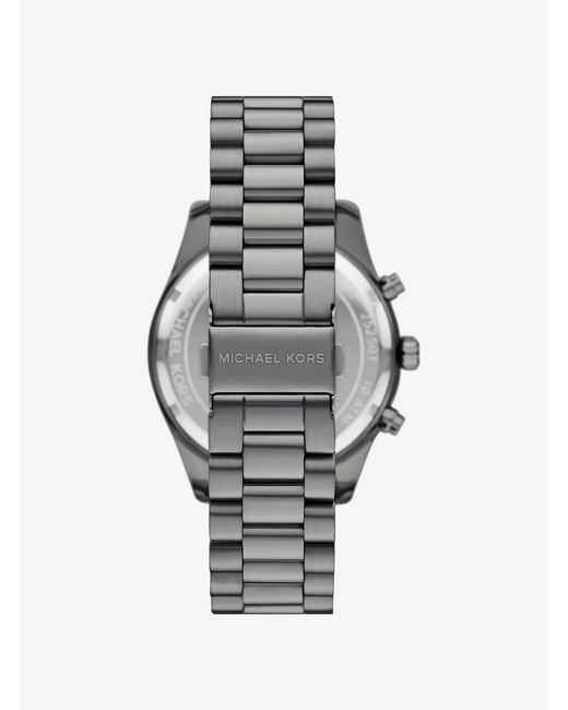 Michael Kors Black Mk Oversized Lexington Gunmetal Watch And Bracelet Gift Set