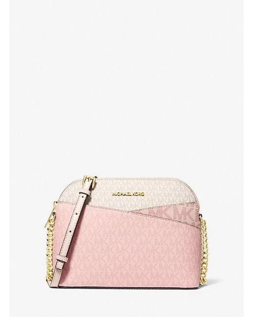 Michael Kors Pink Jet Set Travel Medium Color-Block Signature Logo Crossbody Bag