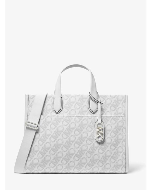 MICHAEL Michael Kors White Gigi Large Empire Signature Logo Tote Bag