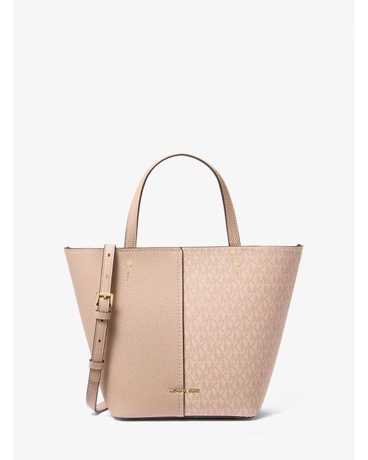 Mkbolso Tote Flora Mediano De Piel Granulada Con Logotipo MICHAEL Michael Kors de color Natural