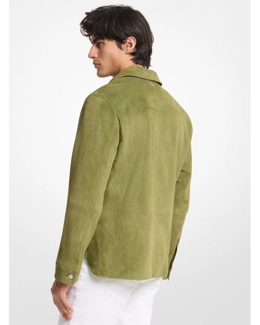 Michael Kors Green Mk Suede Shirt Jacket for men