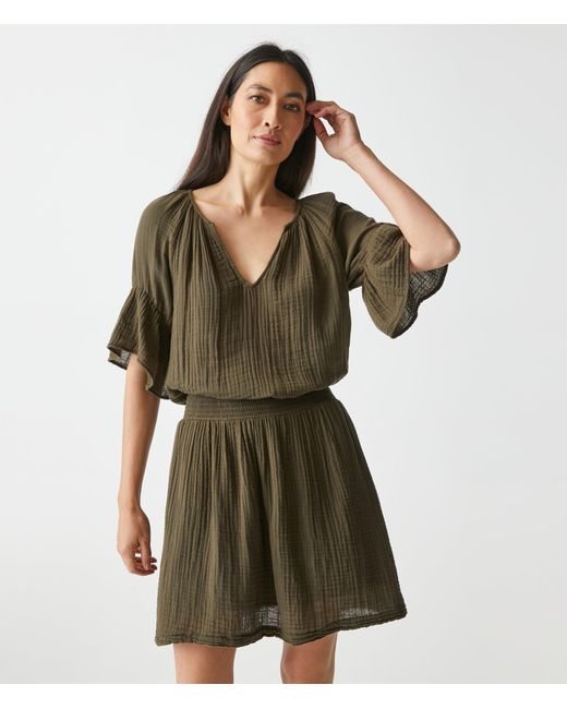 Michael Stars Katelyn Gauze Dress in Green Lyst