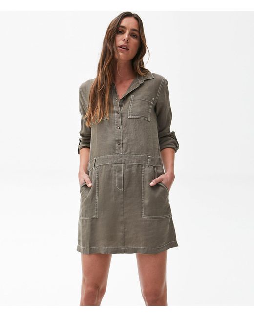 Michael Stars Linen Pilar Shirt Dress W 