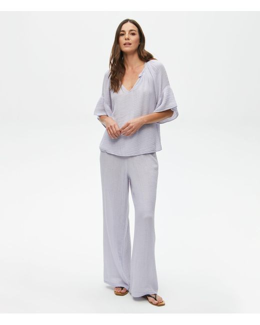 Cotton Susie Wide Leg Pant in White 