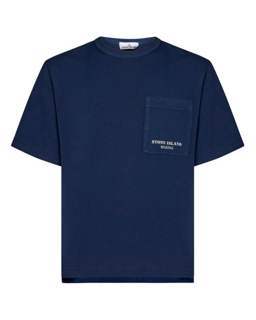 Stone Island Blue Marina_ Old Treatment T-Shirt for men