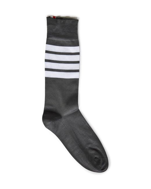 Thom Browne Gray 4-Bar Stripe Socks