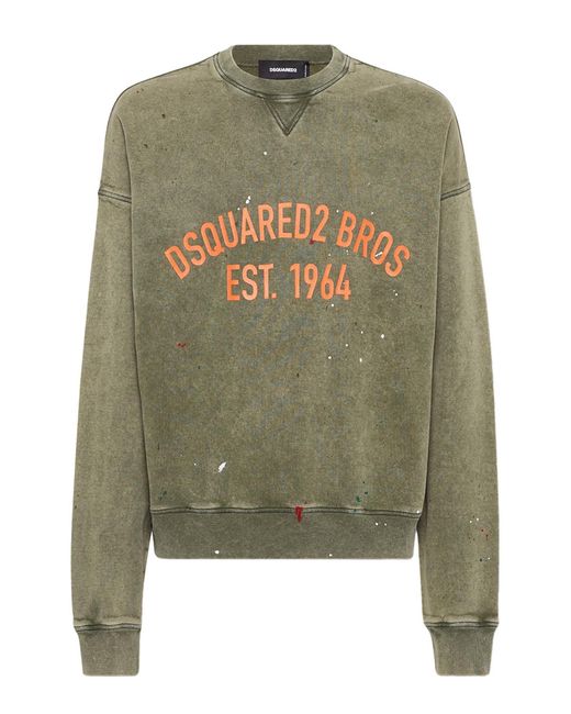 DSquared² Green Marble Dyed With Vanish Spot Cypro Fit Sweatshirt for men