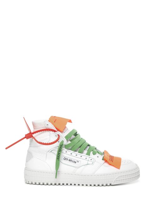 Off-White c/o Virgil Abloh *icon Off-court 3.0 White High Top Sneakers In Leather And Canvas With Orange Label On The Tip.