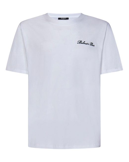 Balmain White Cotton T-Shirt for men
