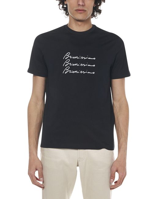 Brioni Cotton T-shirts And Polos Black 