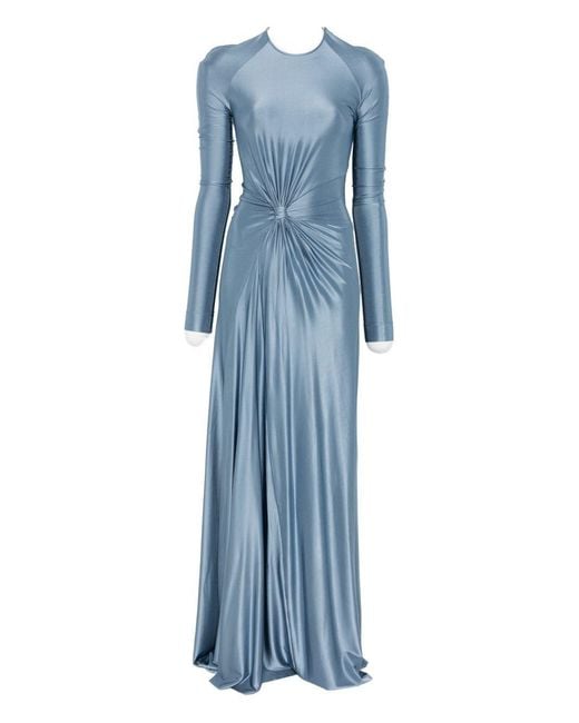 Victoria Beckham Blue Twist Waist Long Dress