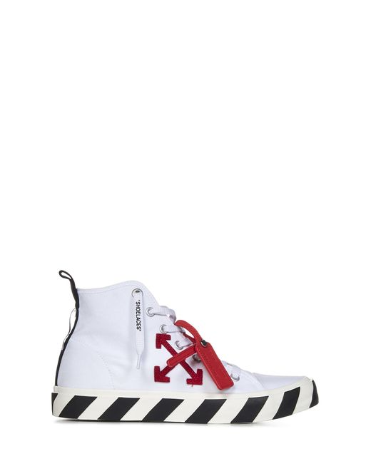 Off-White c/o Virgil Abloh Mid Top Vulcanized Canvas Sneakers in White ...