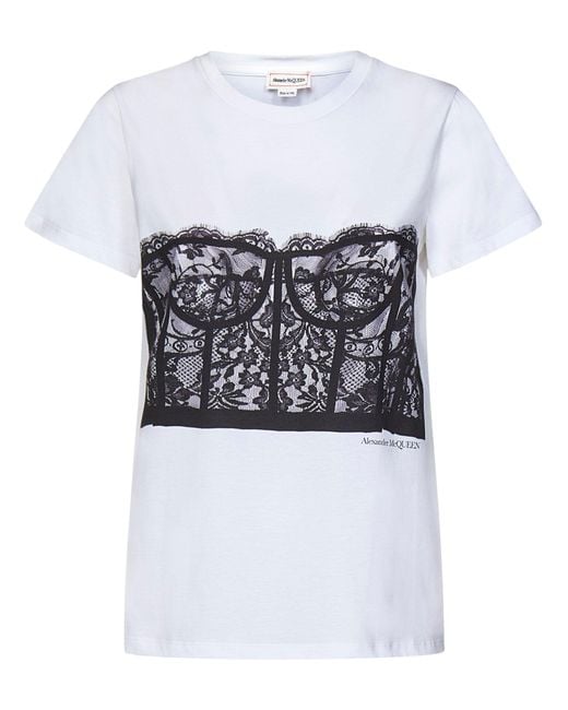 T-Shirt Corsetto Da Donna di Alexander McQueen in White