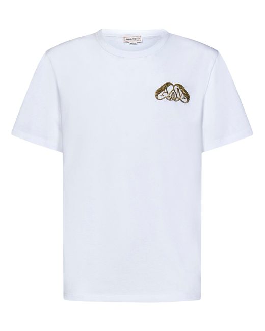 T-Shirt di Alexander McQueen in White da Uomo