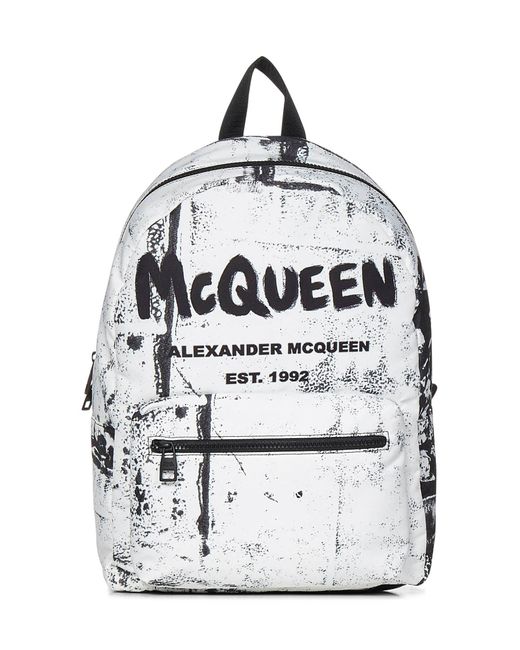Alexander McQueen Gray Metropolitan Mcqueen Graffiti Backpack for men
