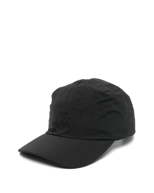 C P Company Black Plain Paper Touch Logo Hat for men