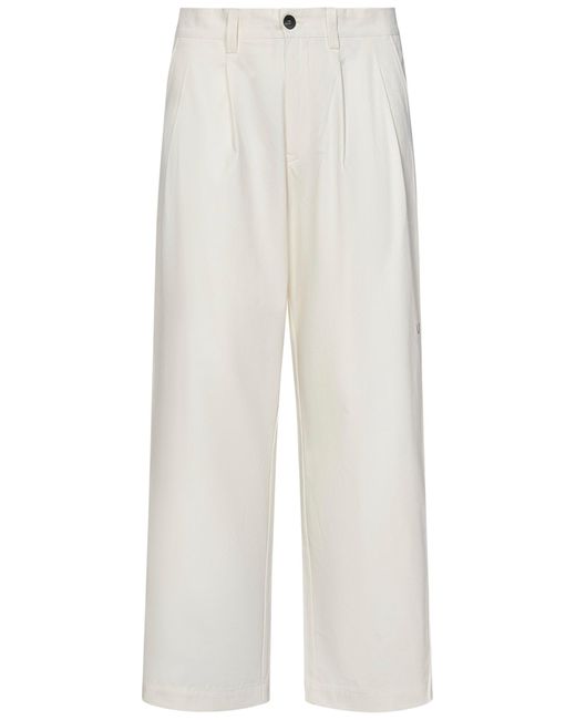 Sease White 2 Pences Wide Fit Trousers for men