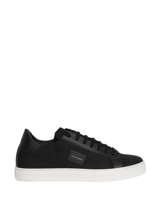 Antony Morato Black Sneakers In Leather And Honeycombed Canvas With ...