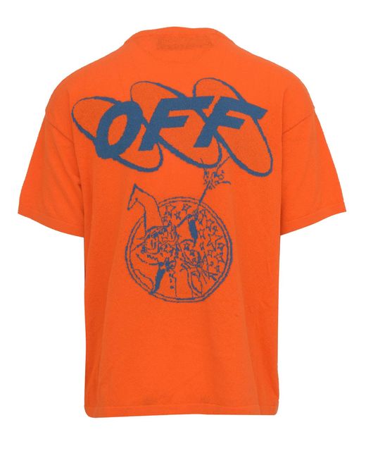 Off-White c/o Virgil Abloh Orange Wizard And Cat T-shirt In Cotton Blend  With Blue Logo And Print. for Men | Lyst