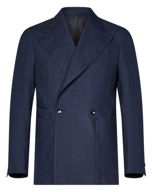 Franzese Collection Pronta Sartoria Blue Franzese Napoli Stefano De Martino Model Blazer for men