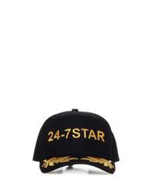 DSquared² Black 24-7 Star Hat for men