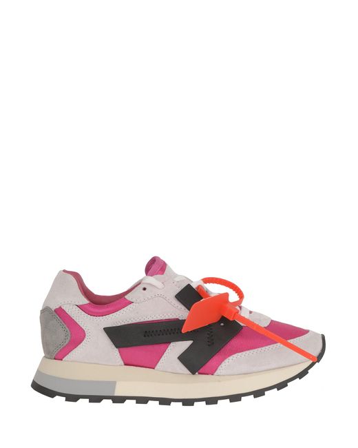 Off-White c/o Virgil Abloh Multicolor Fuchsia Hg Runner Sneakers In Suede And Mesh With Black Arrow On The Side.
