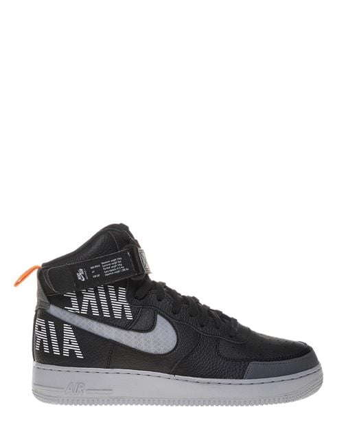 Nike Leather Black Air Force 1 Hight '07 Lv8 Sneakers With Reflective  Swoosh And Grey Details. for Men | Lyst