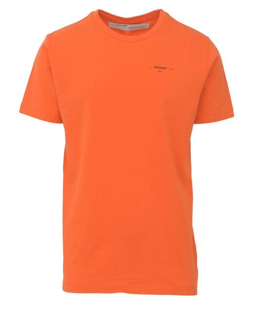 Off-White c/o Virgil Abloh Orange Slim Fit Logo T-shirt In Cotton With Brand Name Printed On The Chest. for men