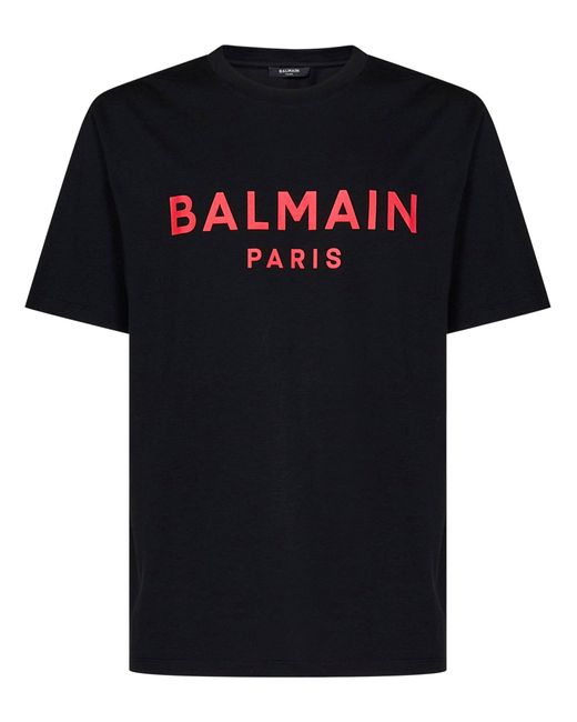 T-Shirt Paris Con Stampa di Balmain in Black da Uomo