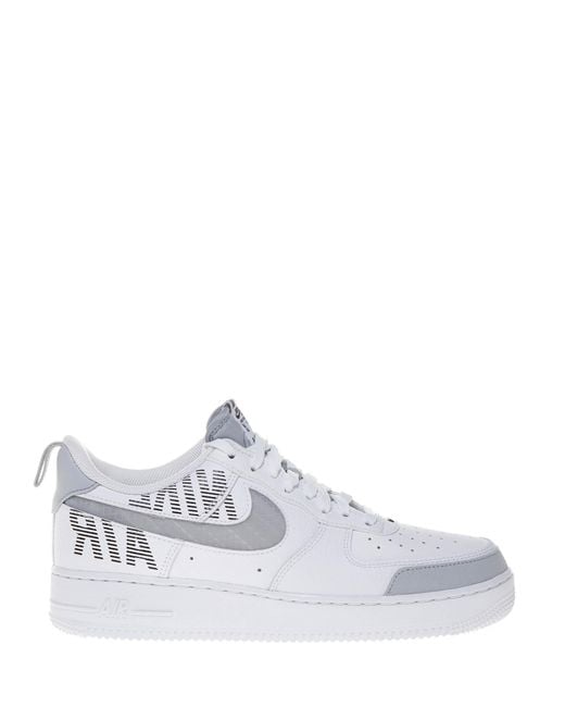 Nike White Air Force 1 '07 Lv8 Sneakers With Reflective Swoosh And Grey Details. for men