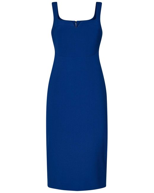 Victoria Beckham Blue Sleeveless Fitted T-Shirt Dress Midi Dress