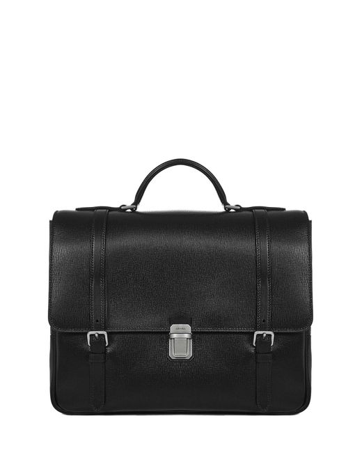 black leather briefcase shoulder strap