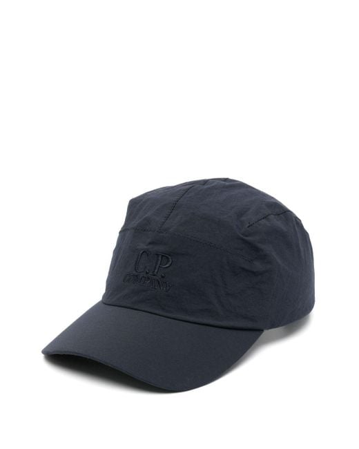 C P Company Blue Plain Paper Touch Logo Hat for men