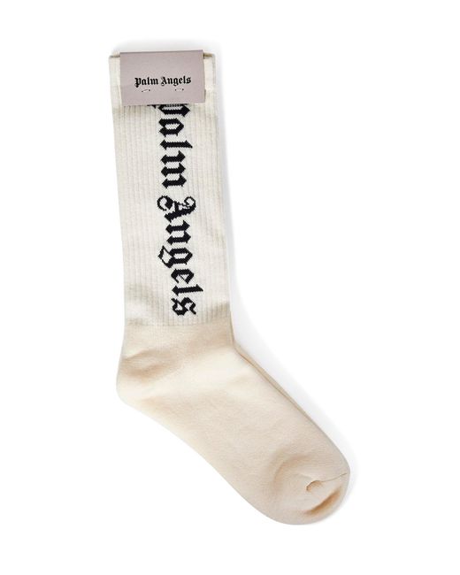 Palm Angels White Classic Logo Socks for men