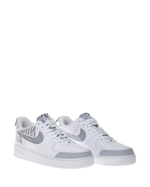 Nike White Air Force 1 '07 Lv8 Sneakers With Reflective Swoosh And Grey  Details. for Men | Lyst UK