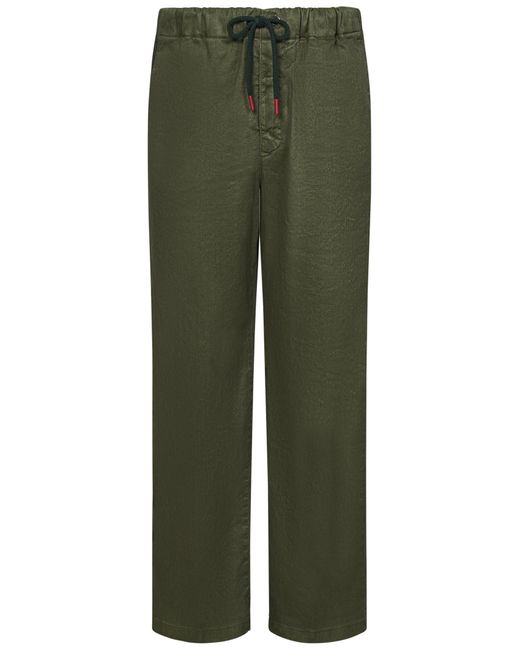 Kiton Green Straight-Leg Stretch Linen And Cotton Canvas Trousers for men