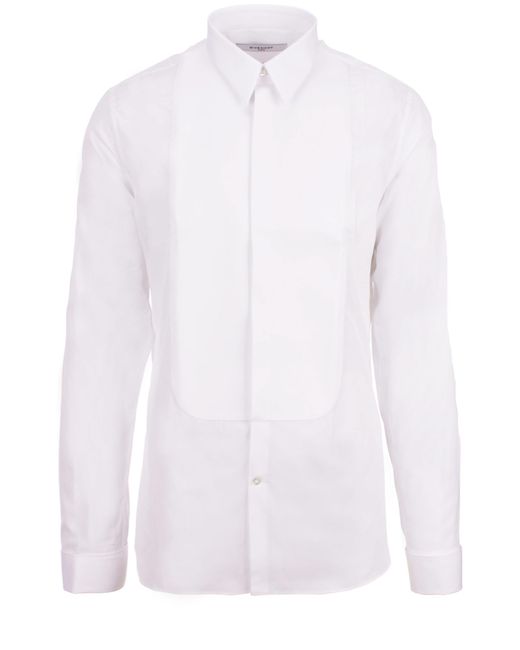 Givenchy White Shirt In Cotton Slim Fit With Front Bib And Classic ...