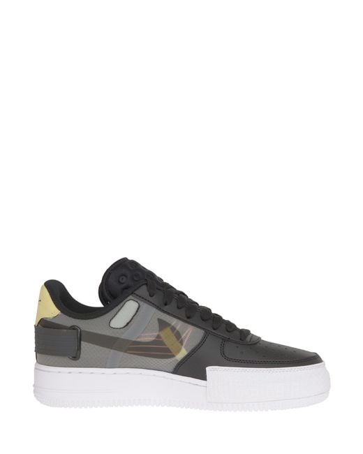 Nike *icon Black Air Force 1 Sneakers In Leather With Velcro Strap On The  Heel And Translucent Panel. for Men