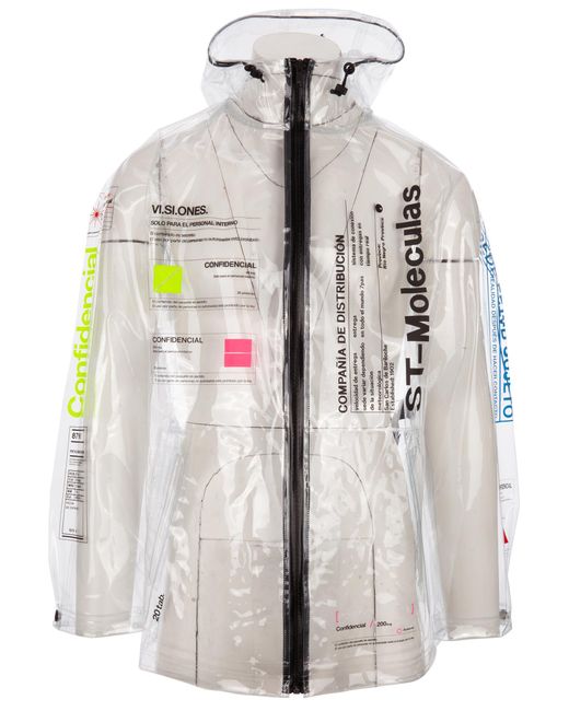 Marcelo Burlon Multicolor See-through Pvc Jacket With Colored Lettering, Hood With Coulisse And Front Zip Closure for men