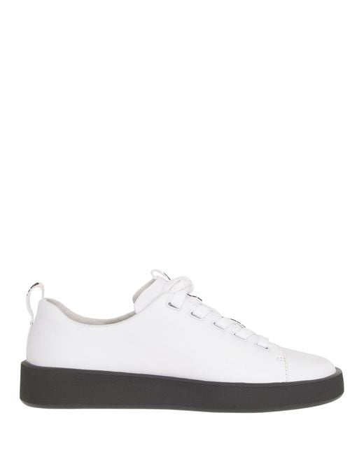 Camper Courb White Leather Sneakers With Black Sole And Strap With Embossed Logo. for men