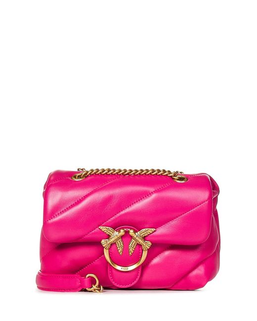 Borsa A Spalla Mini Love Bag Puff Maxi Quilt di Pinko in Pink