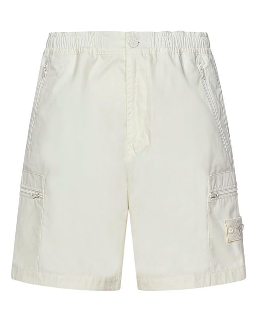 Stone Island White Shorts for men