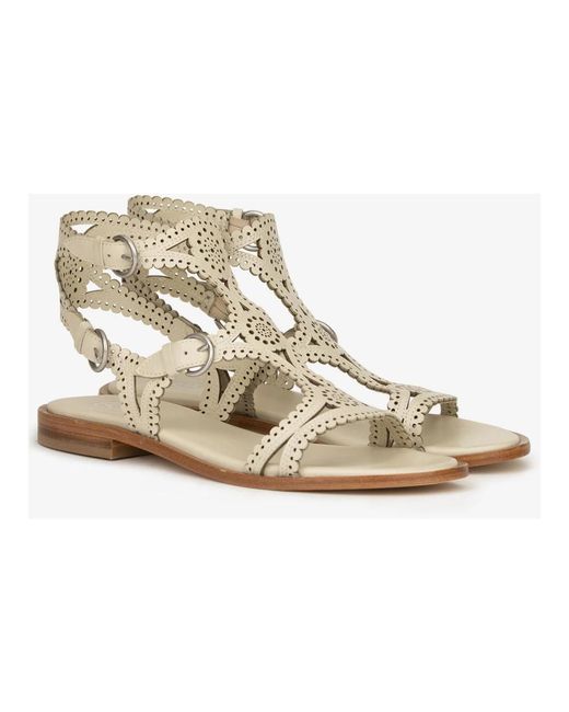 Ash Schoenen ,Leer Ivoor Geperforeerde Leren Sandalen in het Metallic