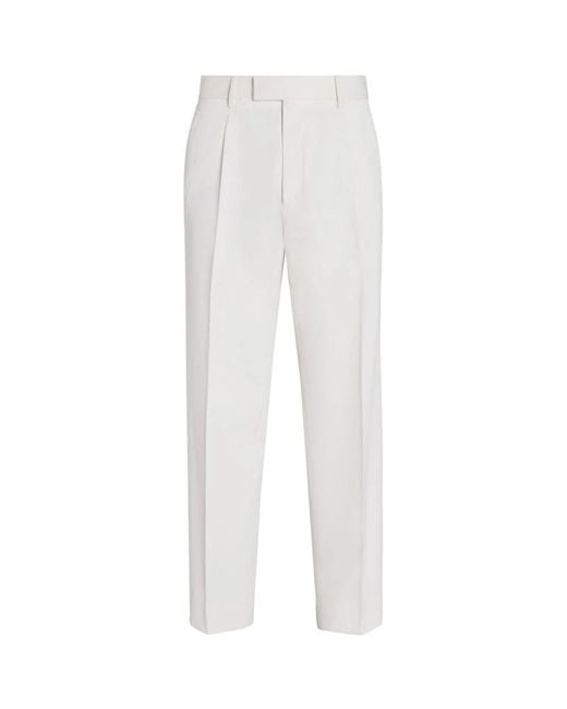 Zegna White Slim-Fit Trousers for men